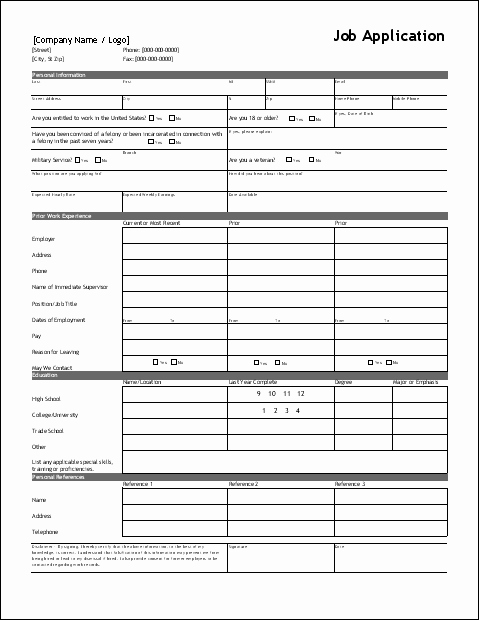 Sample Job Application form Best Of Employment Application Template with References