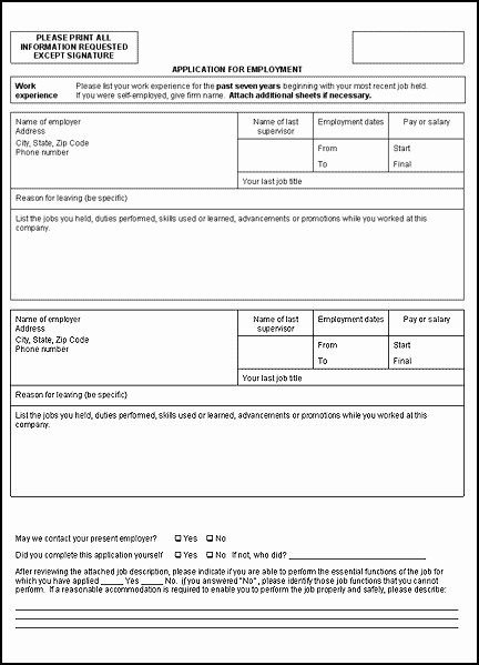 Sample Job Application form Inspirational Employment Application August 2015