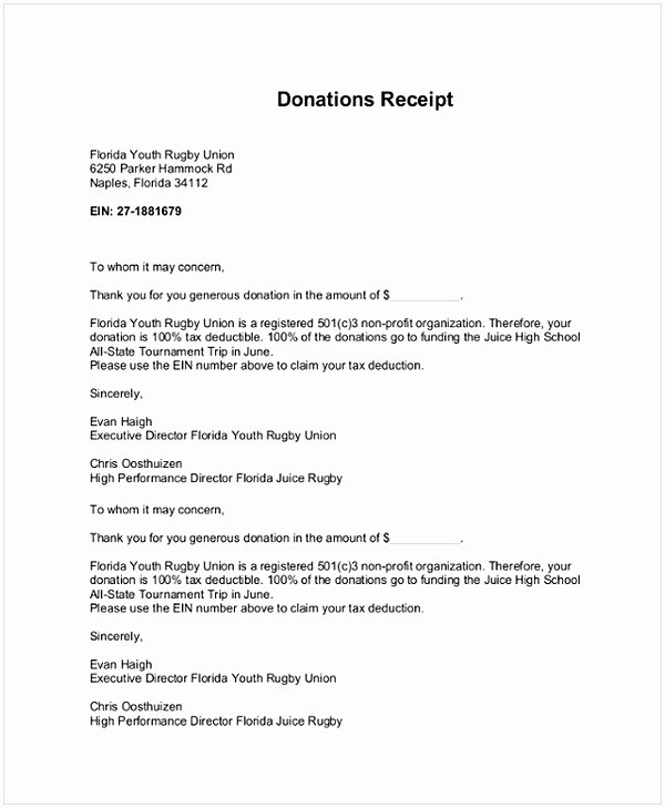 Sample Nonprofit Gift Acknowledgement Letter Unique Donation Receipt Letter