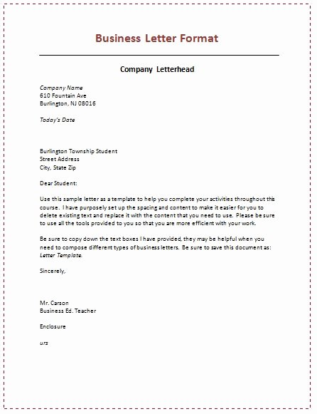 Sample Of Bussiness Letters Unique Business Letter format