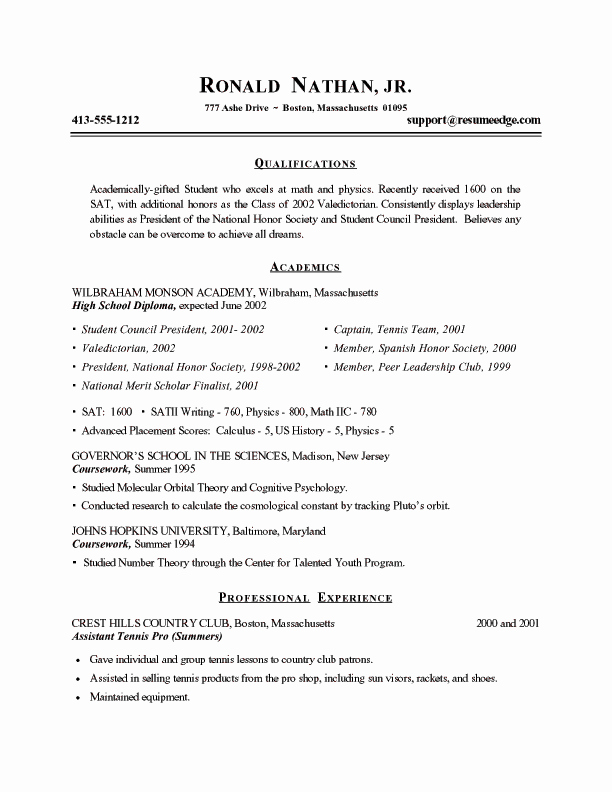 Sample Resume College Student Fresh Example Of College Student Resumes