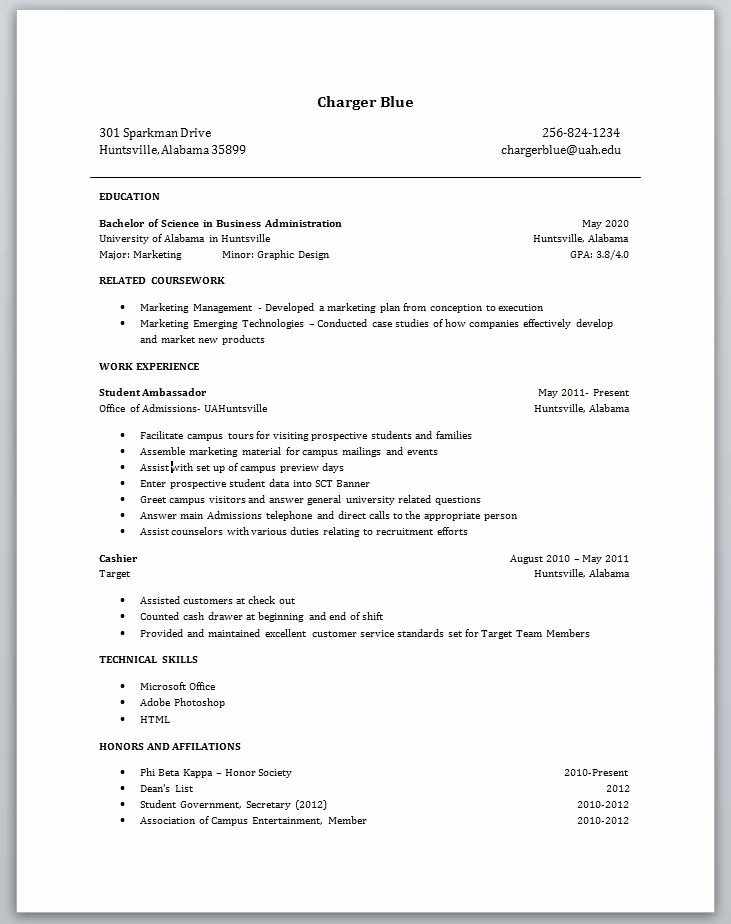 Sample Resume College Student Inspirational College Students Resume with No Experience