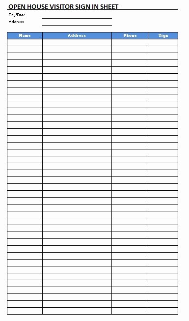 Sample Sign In Sheet Beautiful 10 Free Sample Open House Sign In Sheet Templates