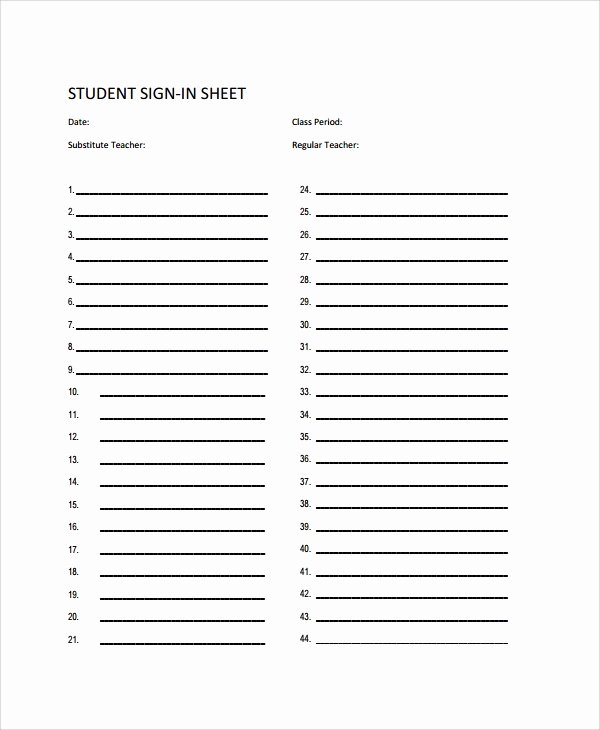 Sample Sign In Sheet Fresh Sample Student Sign In Sheet Templates 8 Free Documents