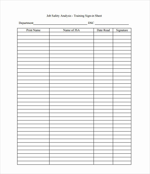 Sample Sign In Sheet Fresh Sample Training Sign In Sheet 17 Documents In Pdf