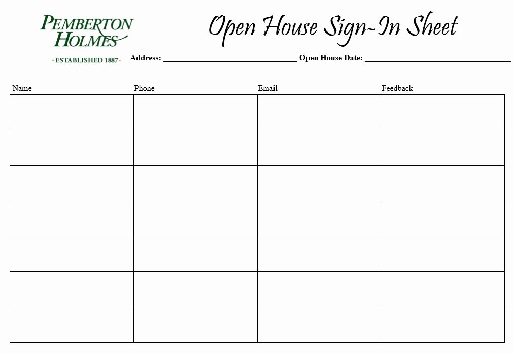 Sample Sign In Sheet Inspirational 10 Free Sample Open House Sign In Sheet Templates