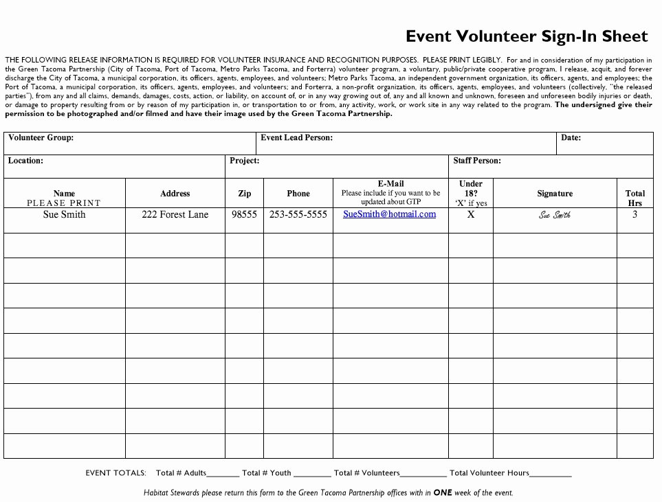 Sample Sign In Sheet Inspirational 10 Free Sample Volunteer Sign In Sheet Templates