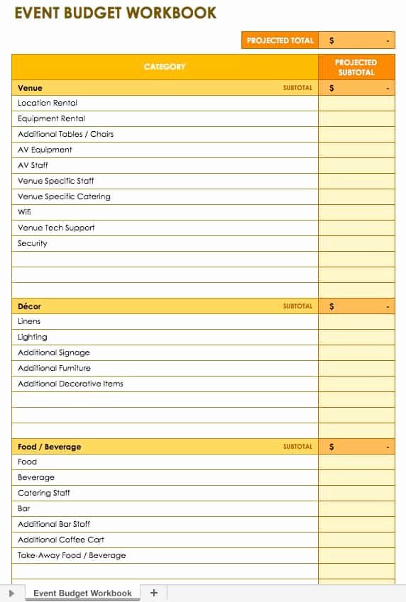 Simple Budget Template Excel Fresh Free event Bud Templates Smartsheet