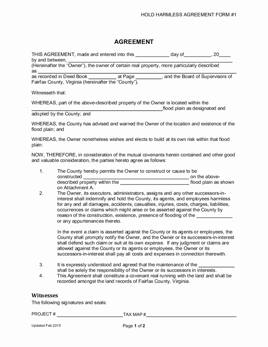 Simple Hold Harmless Agreement Beautiful 2019 Hold Harmless Agreement Fillable Printable Pdf