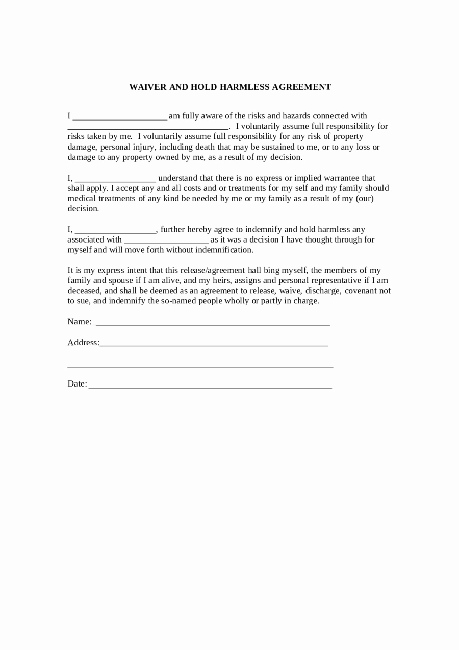 Simple Hold Harmless Agreement Best Of 2019 Hold Harmless Agreement Fillable Printable Pdf