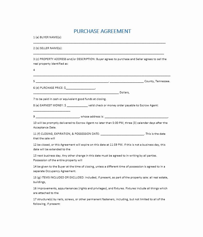 Simple Home Purchase Agreement Beautiful 37 Simple Purchase Agreement Templates [real Estate Business]