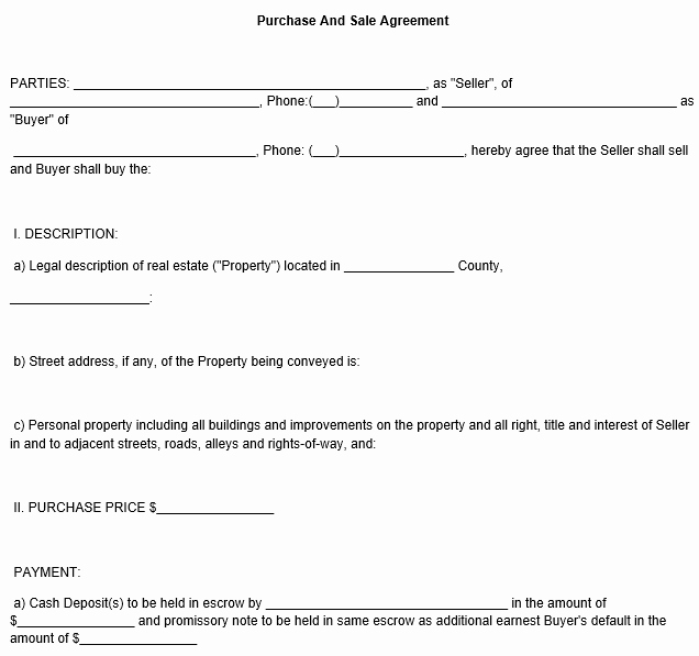 Simple Land Purchase Agreement form Awesome Free Printable Sale Agreement form form Generic