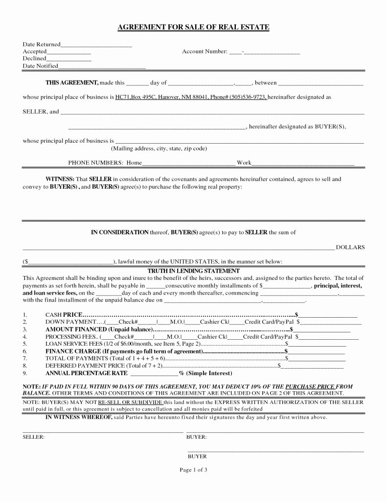 Simple Land Purchase Agreement form Best Of Simple Agreement Sale Real Estate Sample Contract