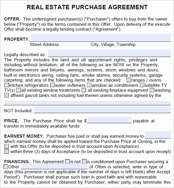 Simple Land Purchase Agreement form Unique Real Estate Purchase Agreement 7 Free Pdf Download