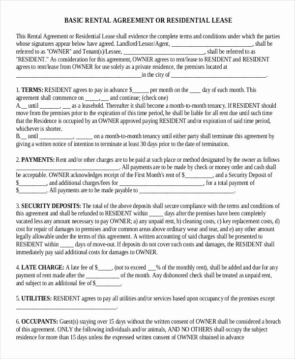 Simple Lease Agreement Pdf New 20 Rental Lease Agreement Free Word Pdf format