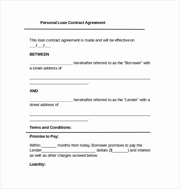 Simple Loan Agreement Pdf Awesome Personal Loan Contract