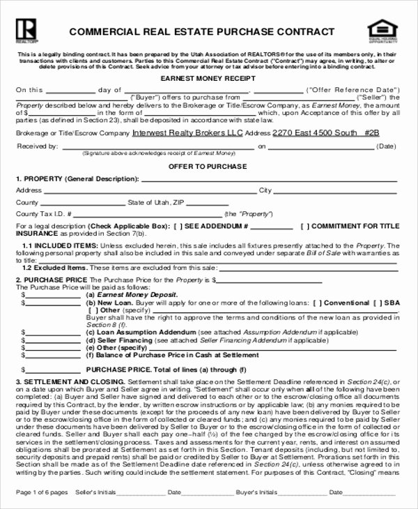Simple Real Estate Contract Awesome Sample Mercial Real Estate Purchase Agreement 7
