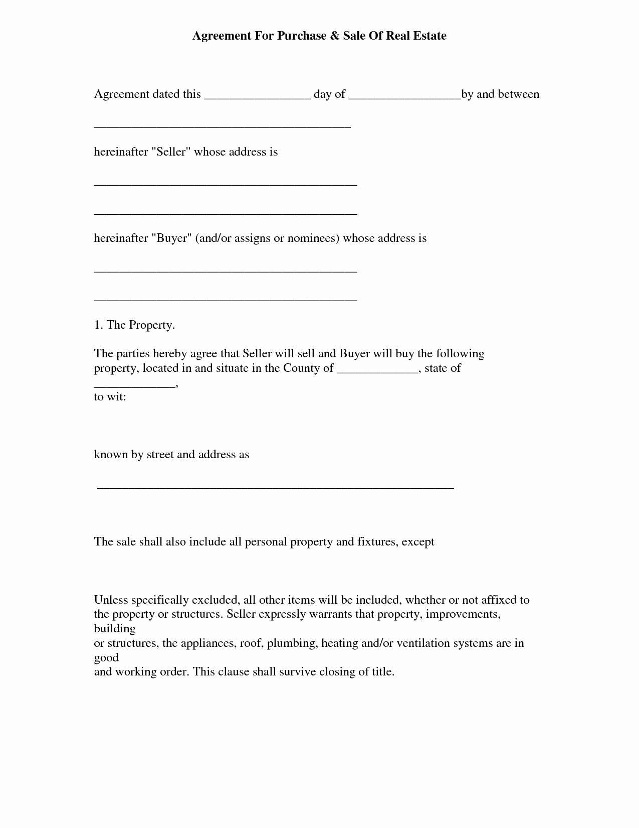 Simple Real Estate Contract Inspirational Simple Land Purchase Agreement form