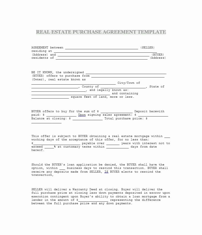 Simple Real Estate Contract Luxury 37 Simple Purchase Agreement Templates [real Estate Business]