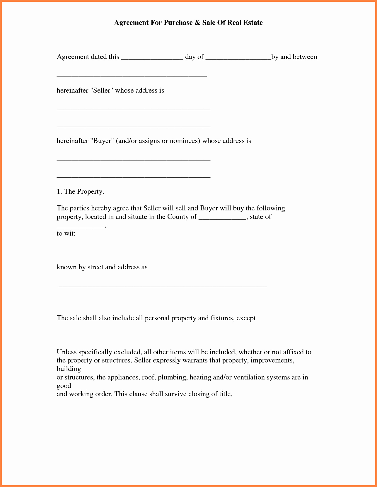 Simple Real Estate Contract Unique Simple Land Purchase Agreement form