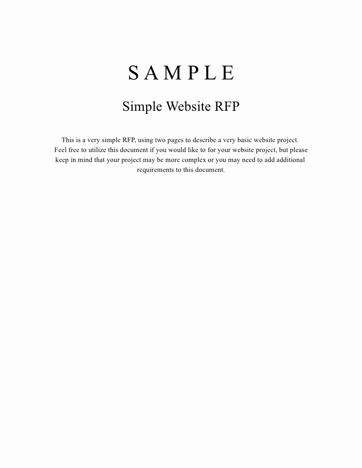 Simple Request for Proposal Example Luxury Basic Website Rfp Sample