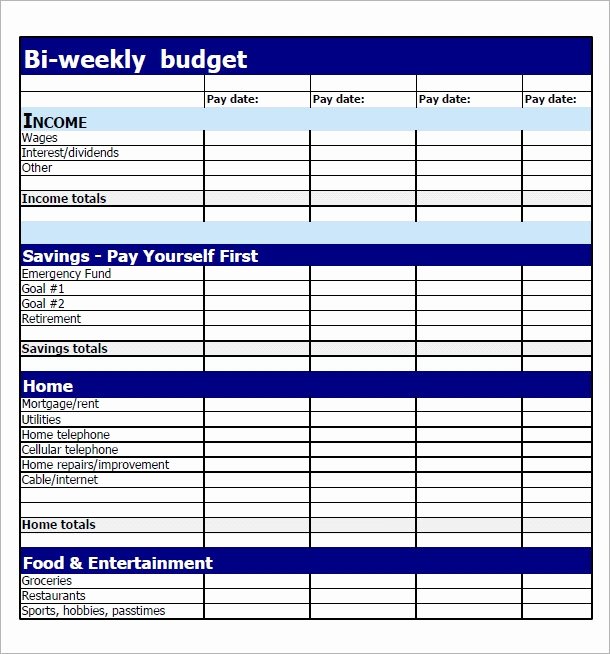 Simple Weekly Budget Template Beautiful 7 Bi Weekly Bud Template