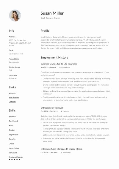 Small Business Owner Resume Fresh Small Business Owner Resume Guide 12 Examples Pdf