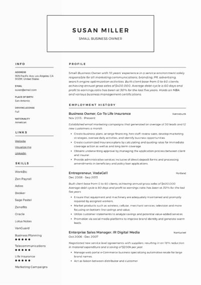 Small Business Owner Resume Inspirational Small Business Owner Resume Guide 12 Examples Pdf