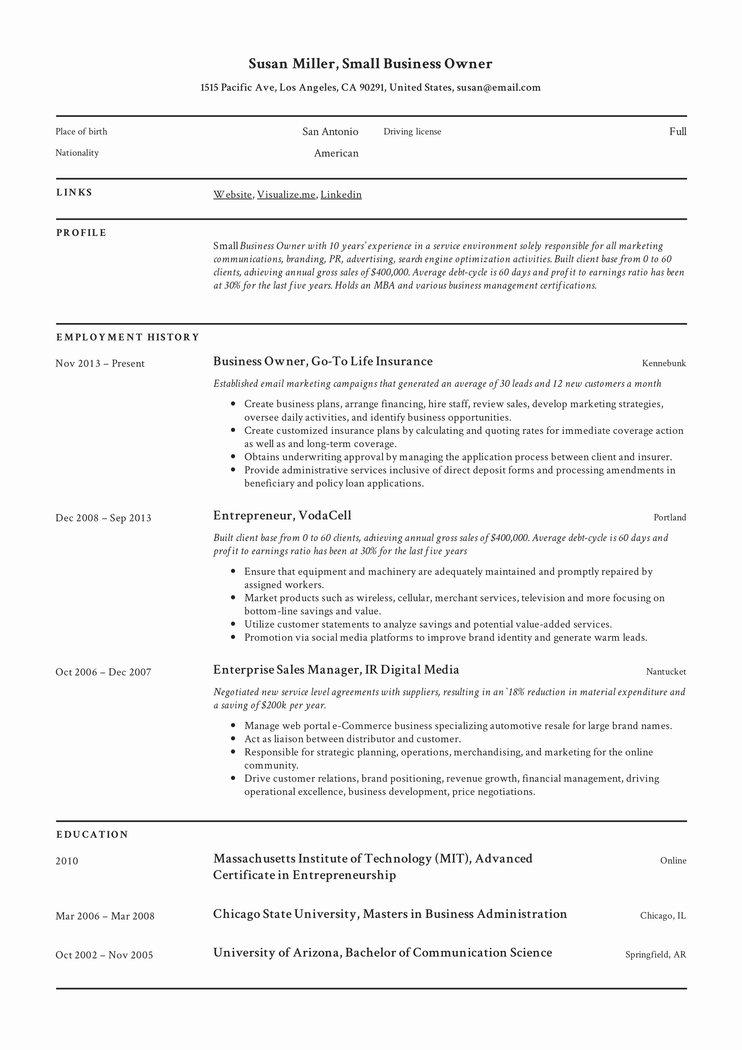 Small Business Owner Resume Luxury Small Business Owner Resume Guide 12 Examples Pdf