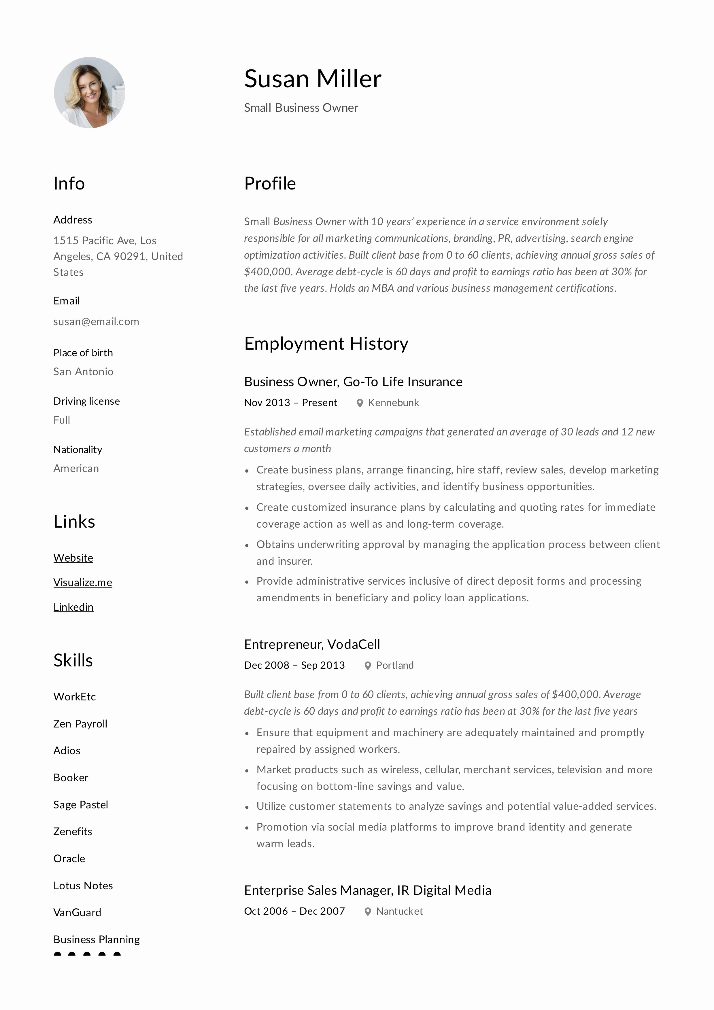 Small Business Owner Resume Unique Small Business Owner Resume Guide 12 Examples Pdf