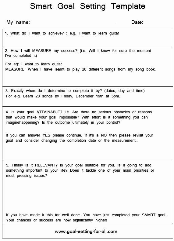 Smart Goals Examples for Work Fresh 5 Personal Goal Setting Worksheets Printable Pdf