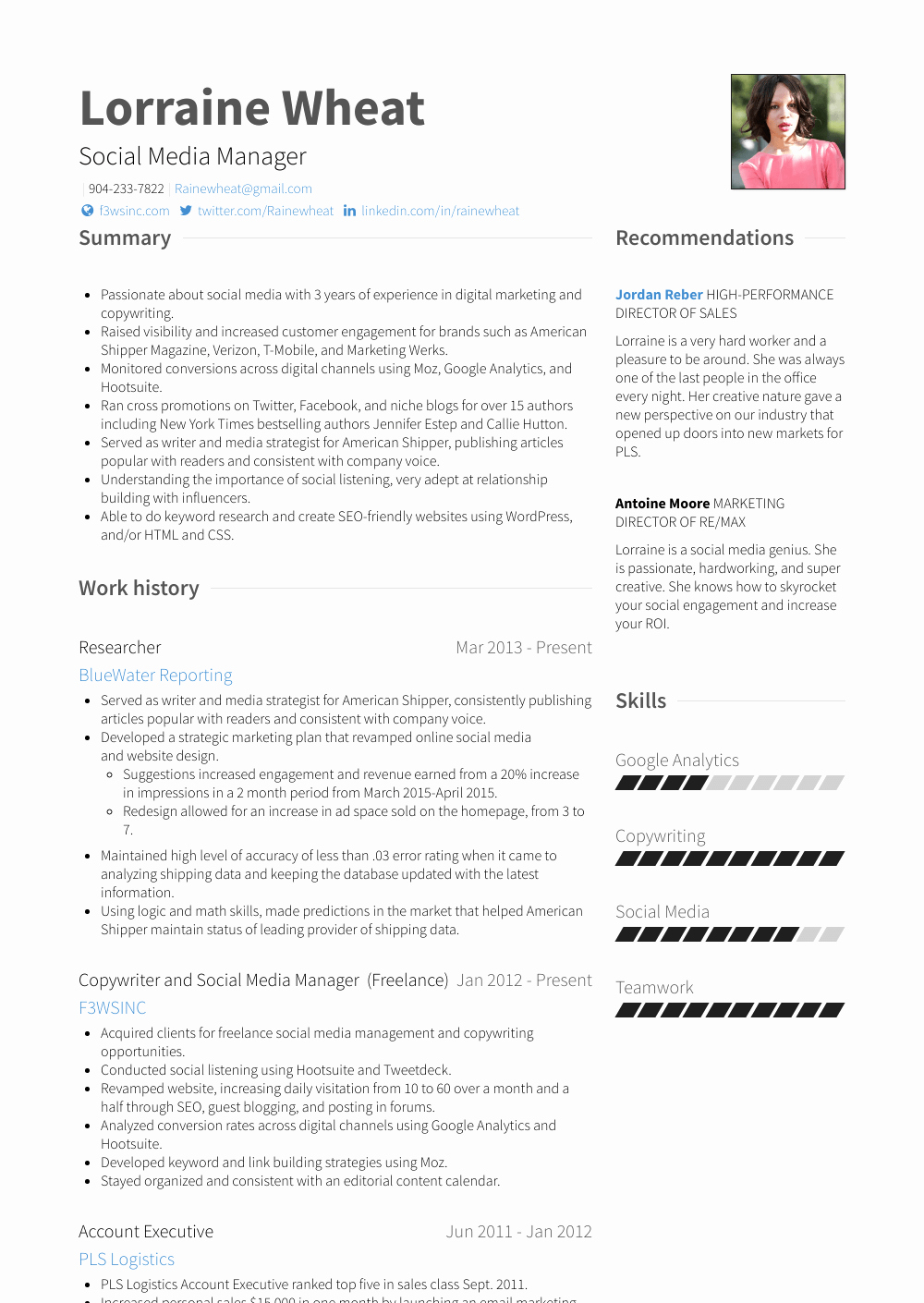 40 social Media Manager Resumes Desalas Template