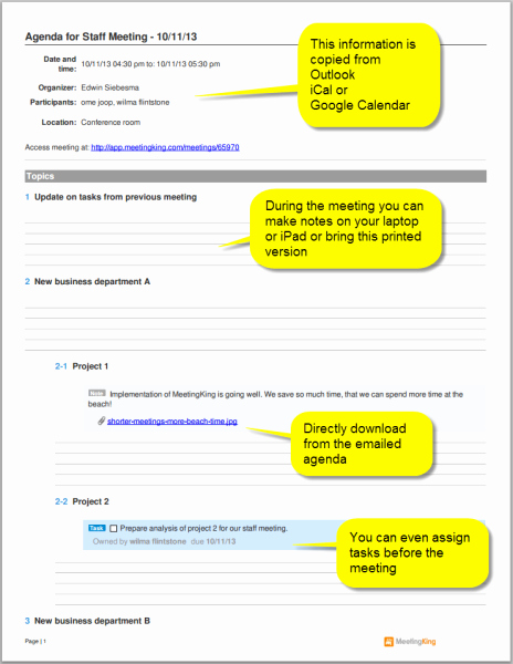 Staff Meetings Agenda Template Awesome Meeting Agenda software Create An Agenda with Meetingking