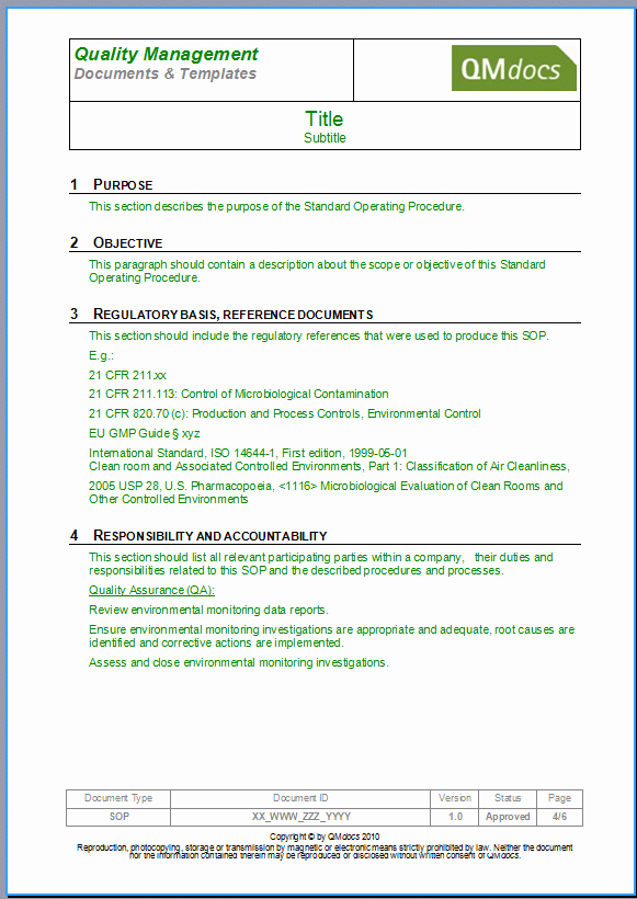 Standard Operating Procedure Sample Pdf Lovely 6 sop Templates formats Examples In Word Excel