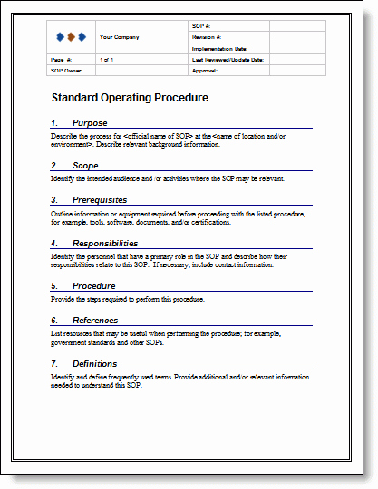 Standard Operating Procedures Template Elegant 9 Standard Operating Procedure sop Templates Word