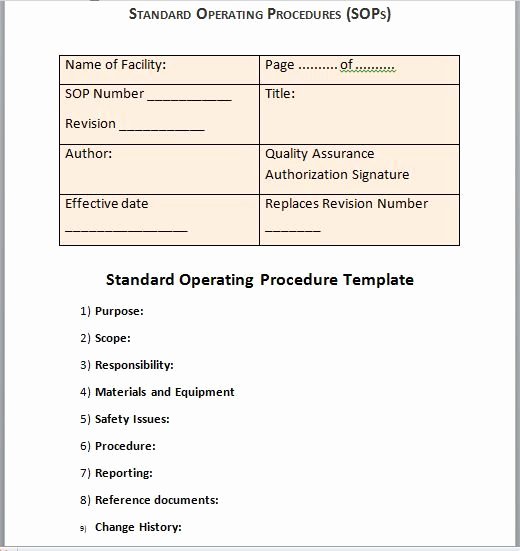 Standard Operation Procedure format Awesome sop Templates 29 Fen