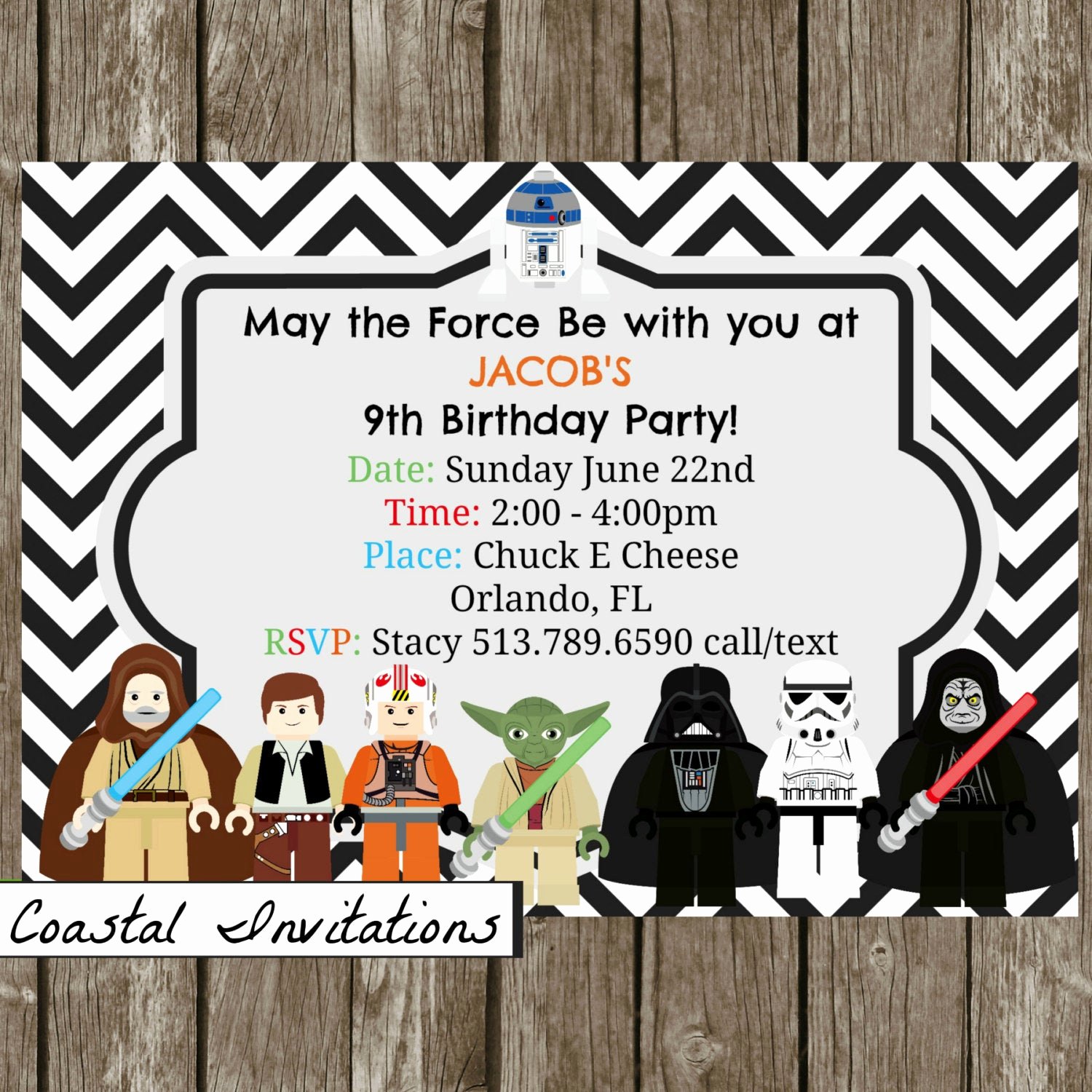 Star Wars Birthday Invitations Unique Lego Star Wars Birthday Party Invitation by Coastalinvitations