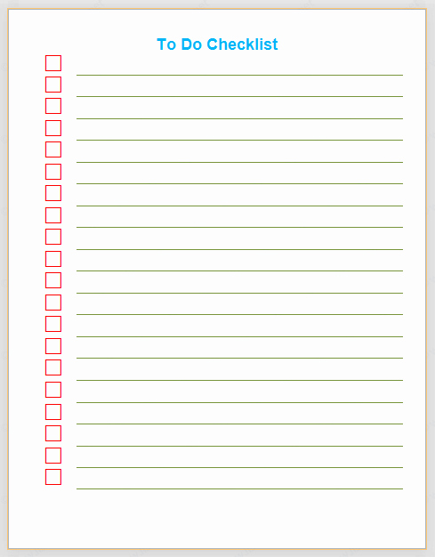 To Do List Template Word Beautiful to Do Checklist Plain format List Templates