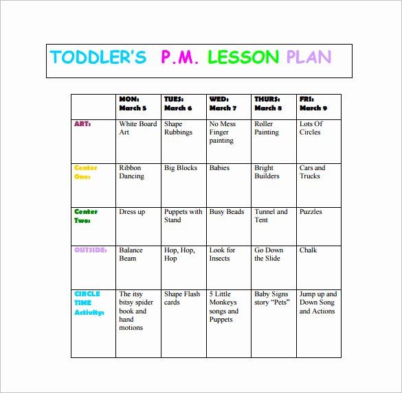 Toddler Lesson Plan Ideas Beautiful toddler Lesson Plan Template 9 Free Pdf Word format