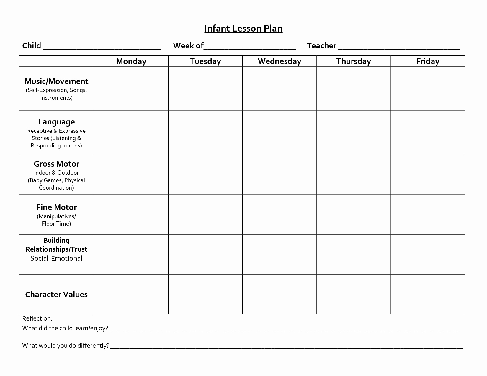 Toddler Lesson Plan Template Fresh Infant Blank Lesson Plan Sheets