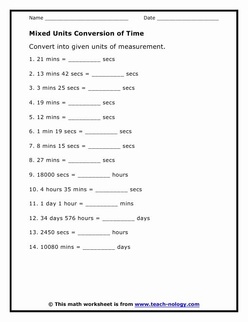 Unit Conversion Worksheet Pdf Awesome Mixed Unit Conversion Worksheet3