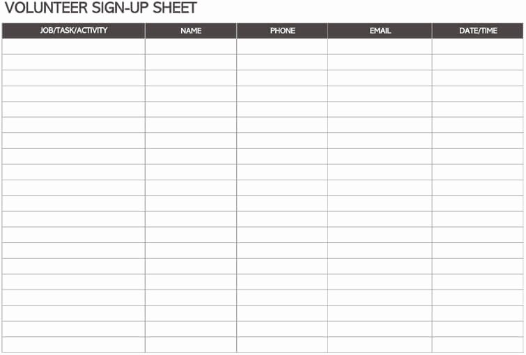 Volunteer Sign In Sheet Best Of 16 Free Sign In &amp; Sign Up Sheet Templates for Excel &amp; Word