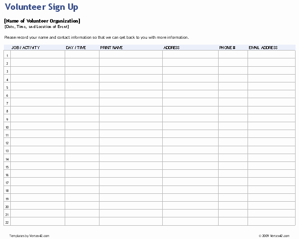 Volunteer Sign In Sheet Best Of Sign Up Sheets Potluck Sign Up Sheet