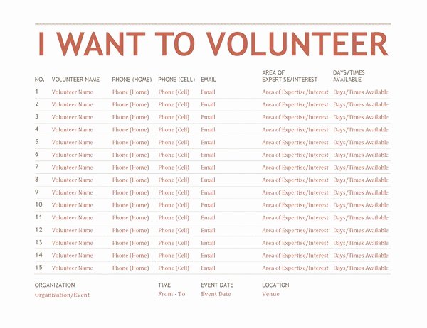Volunteer Sign Up Sheet Awesome Volunteer Sign Up Sheet