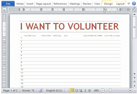 Volunteer Sign Up Sheet Fresh Volunteer Sign Up Sheet Template for Word