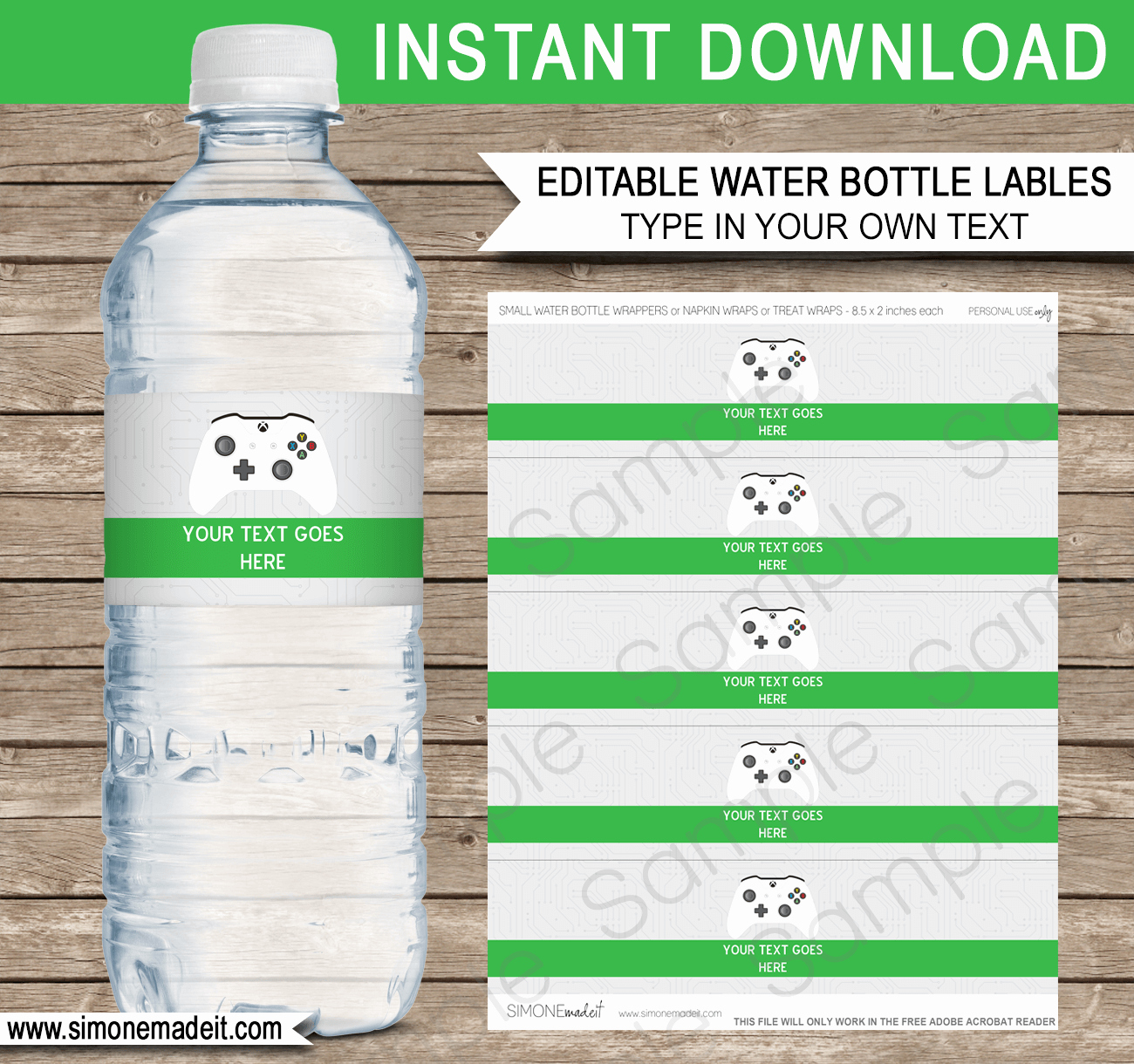 Water Bottle Labels Template Fresh Xbox Party Water Bottle Labels