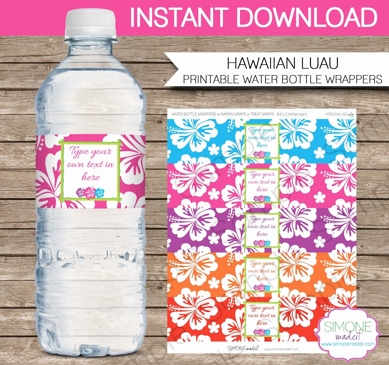 Water Bottle Labels Template Lovely Luau Party Water Bottle Labels or Wrappers Instant Download