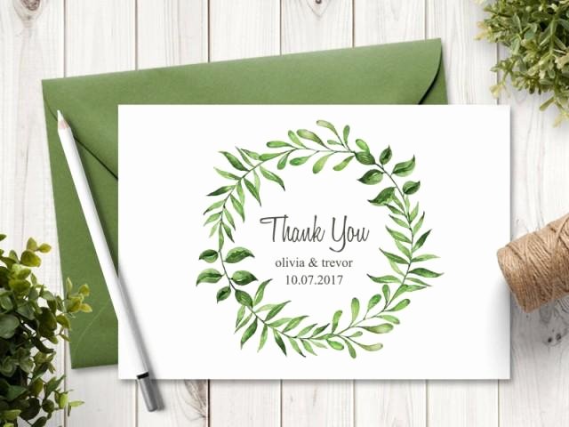 Wedding Thank You Card Template New Watercolor Wreath Wedding Thank You Card Template &quot;lovely