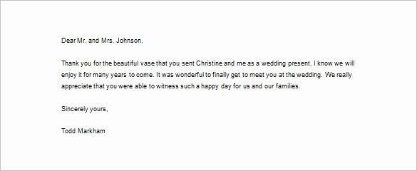 Wedding Thank You Note Template Beautiful Wedding Thank You Letter – 11 Free Word Excel Pdf