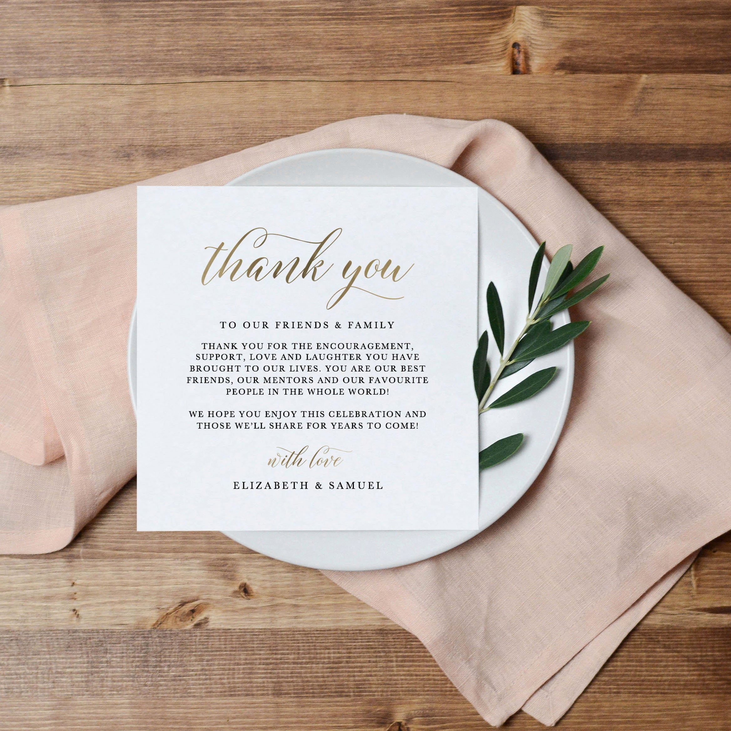 Wedding Thank You Note Template Luxury Printable Thank You Letter Template Wedding Table Thank You